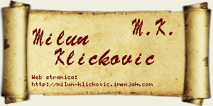Milun Kličković vizit kartica